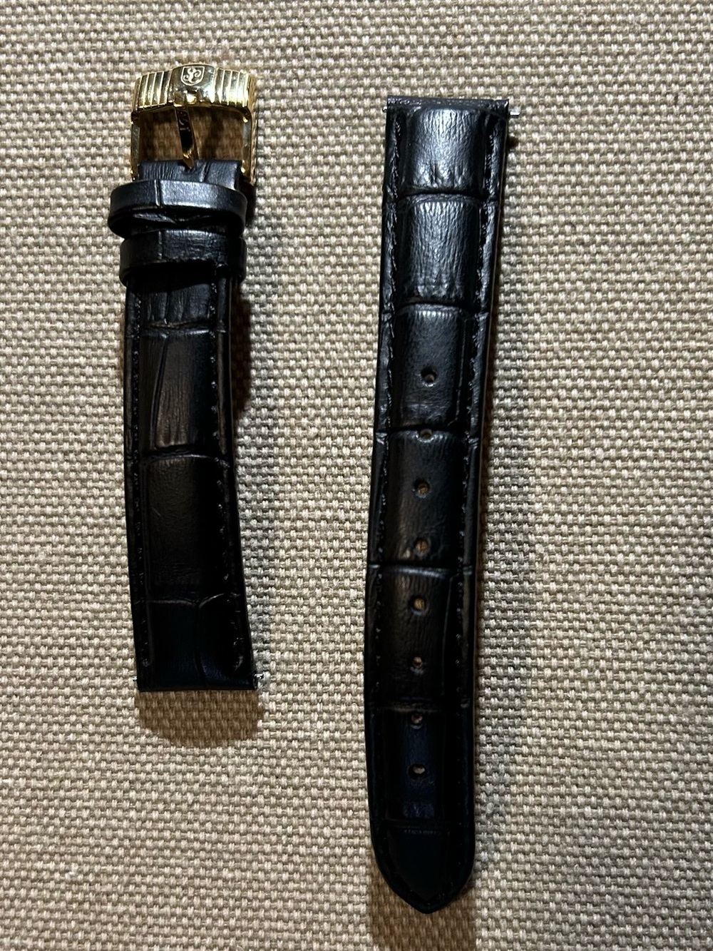 S Coffman 16mm Wide Black Alligator Textured Leather Band
